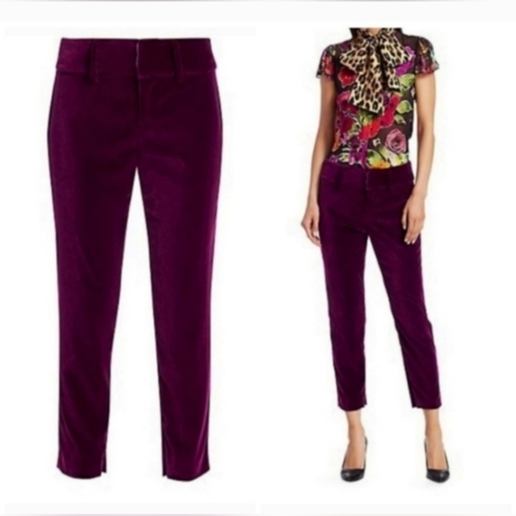 Alice + Olivia Stacey Slim High-rise Velvet Ankle Trousers SIZE 6 - Picture 2 of 15